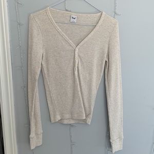 Aritzia Tna Waffle Knit Button Down Longsleeve